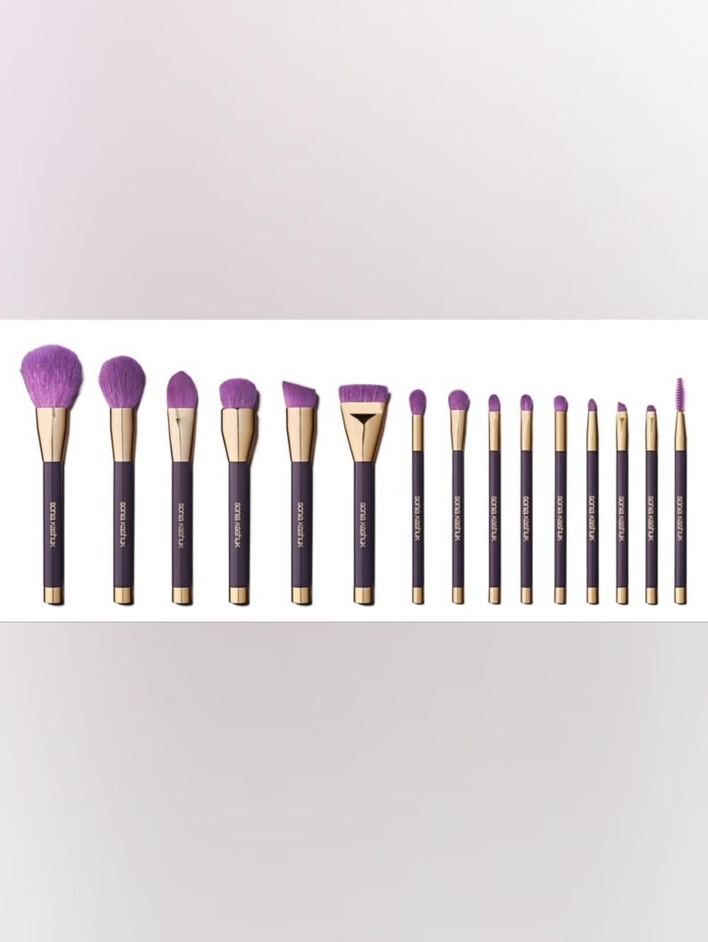 Sonia Kashuk Purple & Gold 15-Piece Makeup Brush Set New